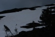 Brynn hiking up the snow fields with Sitka