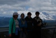Sue, Brynn, Greg, Sean and Sitka with South Sister in the background