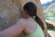Brynn trying really hard to see what's in that crack