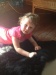 Rhiannon on a sheep skin
